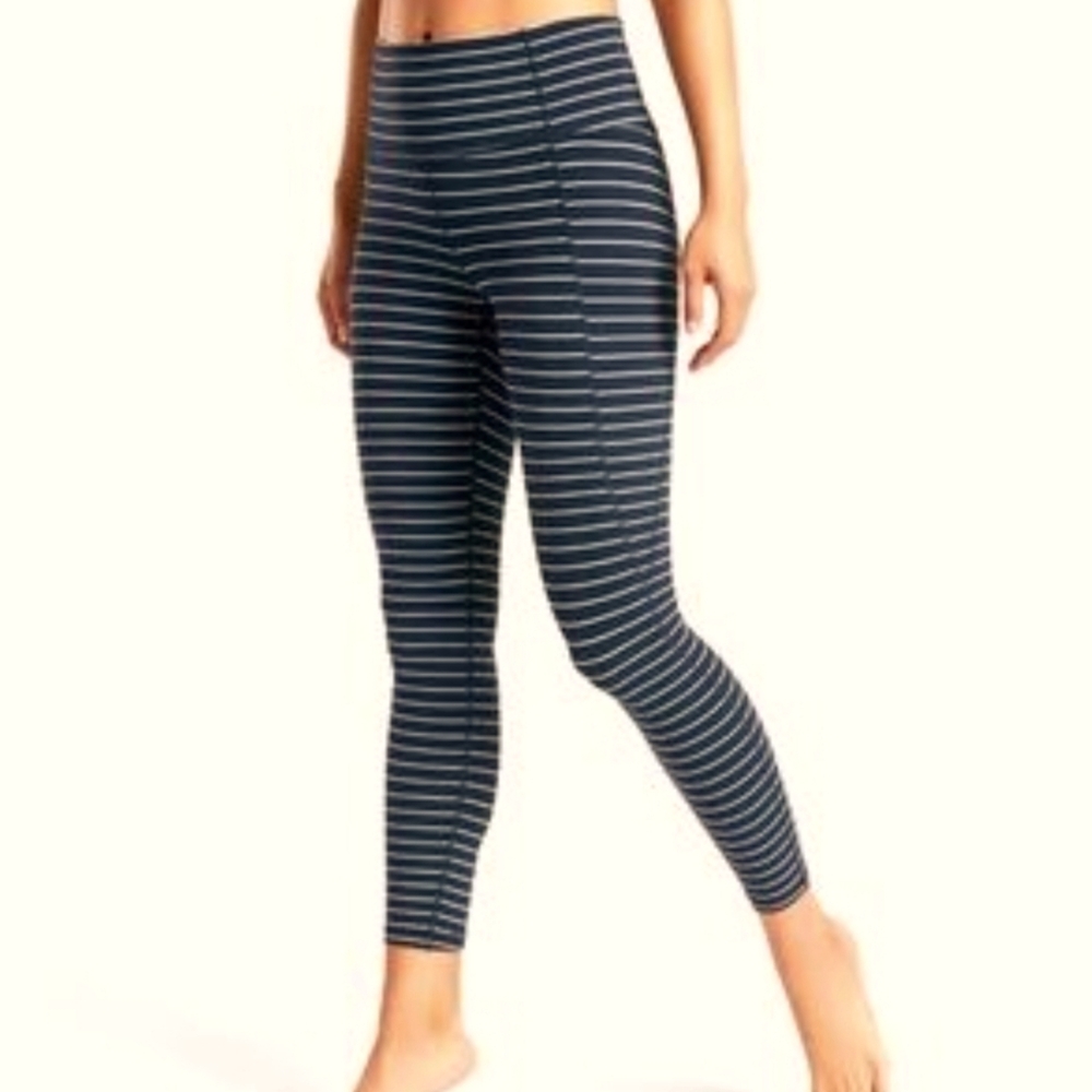 Athleta Black and White Striped Leggings Yoga Pants. Size S